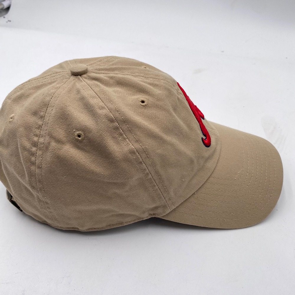 ATLANTA BRAVES 47 Brand Clean Up Hat Cap OSFA Khaki Tan Red Logo Adjustable MLB - Picture 7 of 12
